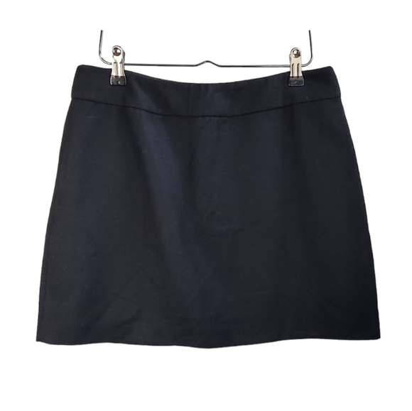 Boston Proper Wool Blend Zip Front Black Mini Skirt Size 6 Pockets A-Line - Picture 2 of 10